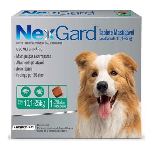 Antipulgas E Carrapatos 68mg Cães 10 A 25 Kg G Nexgard