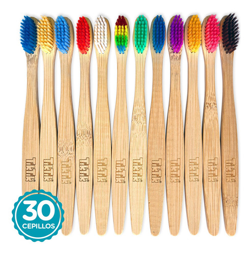 Cepillo De Dientes Bambu Biodegradable Ecologico Adulto 30pz