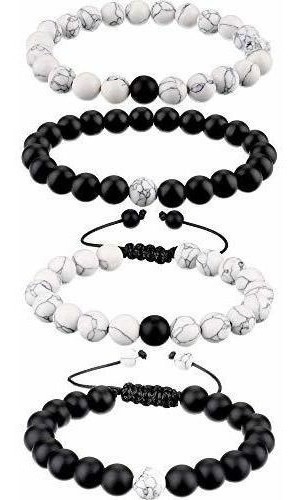 Bbto Howlite Pulsera De Agata Mate Negra Pulsera De Parejas 