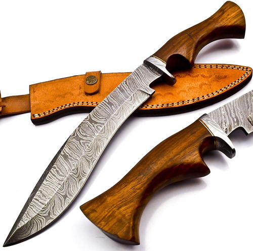 Cuchillo Acero Damasco Uk Unique De 15.0  Madera De Rosa