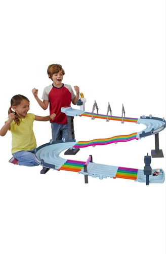 Pista Hot Wheels Mario Kart Rainbow Road Raceway Arcoiris (Usado)
