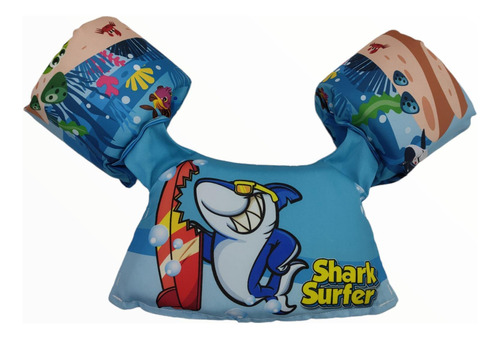 Boia Infantil Colete Salva Vidas Nash Azul Turquesa Tubarão