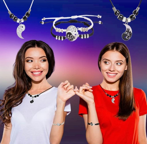 Qyju Juego De Collares Y Pulseras De Yin Yang Dragón Para Pareja