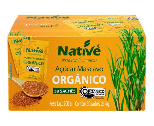 Açúcar Mascavo Orgânico Native Em Sache Individual - 50 Un