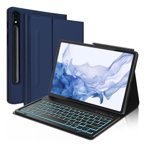 Funda Con Teclado Jademall Para Galaxy Tab S8 Plus Azul