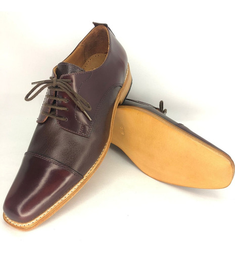 Zapato Vestir Elegante Cuero Suela Cocido Guinda Risso