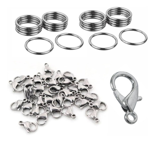 Kit Fecho Lagosta + Argola Metal Para Pulseira E Colar 5mm