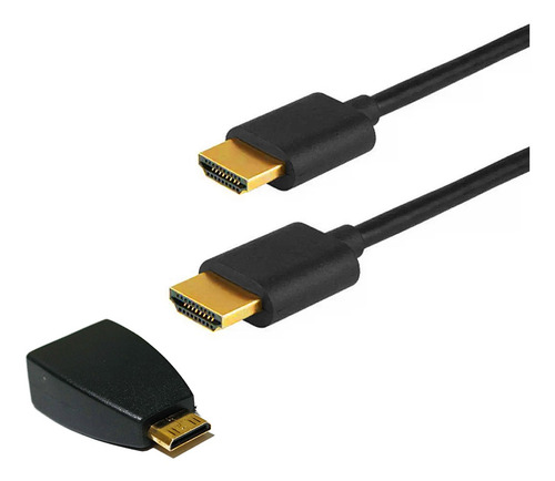 Kit Cabo Hdmi 1,8m Full Hd 4k+adaptador Hdmi Para Mini Hdmi