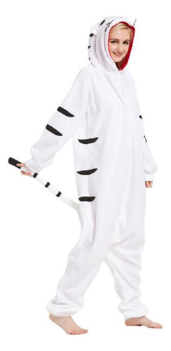 Pijama Polar White Tiger Onesies Para Adultos, Mujeres Y Hom