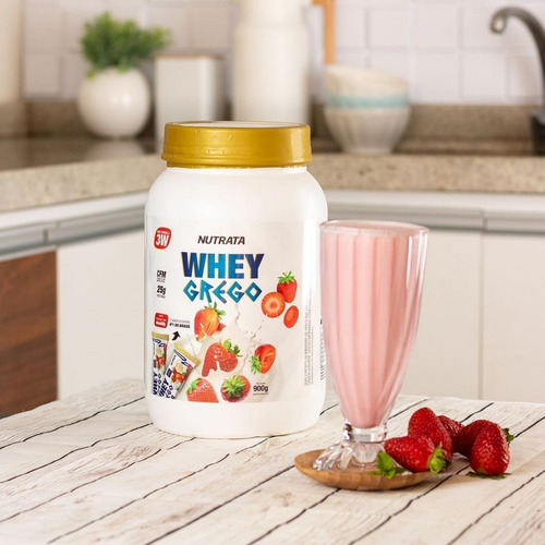 Whey Grego Nutrata 900g - Morango Com Chantilly Morango Com Chantily