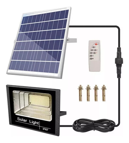 Lámpara Solar Recargable Impermeable,reflector Led De 1200 W Negro