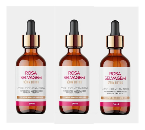 3 Sérum Clareador Lifting Anti Rugas Hidratant Rosa Selvagem Tipo de pele Todo tipo de pele