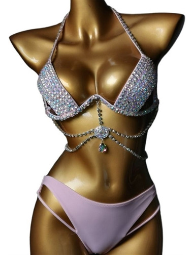 Bikini/bañador De Copa Dura Con Aros Y Diamantes