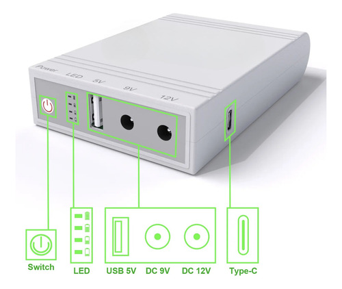 Mini Ups Portatil Wgp Dc 14watt Usb 5-9-12v 5200mah Real