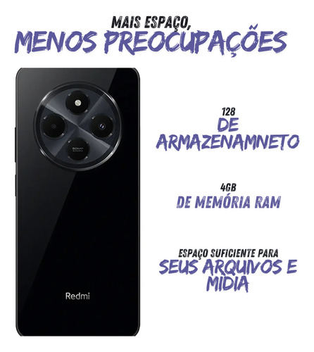 Xiaomi Redmi 14c 128gb Preto Vers/global Fone Bluetooth