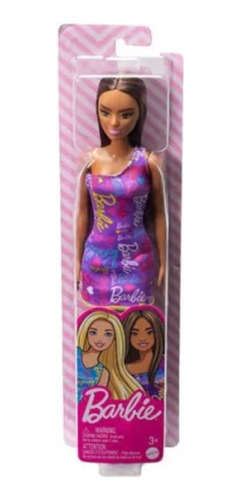 Muñeca Barbie Con Vestido Morado Con Logotipo Barbie 