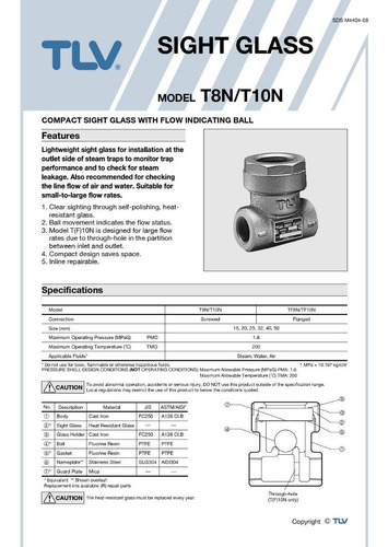 Imagen 4 de 6 de Visor De Flujo Tlv T8n De 3/4 Pulgadas Roscada