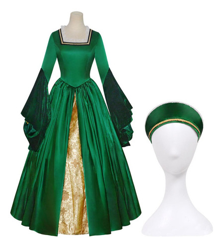 Vestido Verde De Ana Bolena, Disfraz De Tudor, Reina Isa [u]