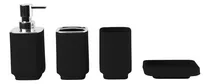 Comprar Set De 4 Accesorios Para Baño De Plástico - Dispensador De Jabón, Jabonera, Porta Cepillos Y Vaso - Color Negro
