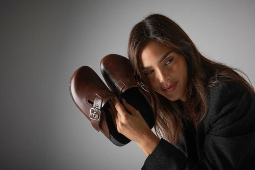 Zapatos Zuecos Mules Birk Bajos Marrón Chocolate Con Hebilla