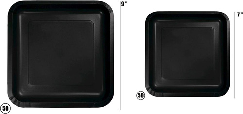 100 Count Square Black Paper Plates | 509 Dinner Paper Plate