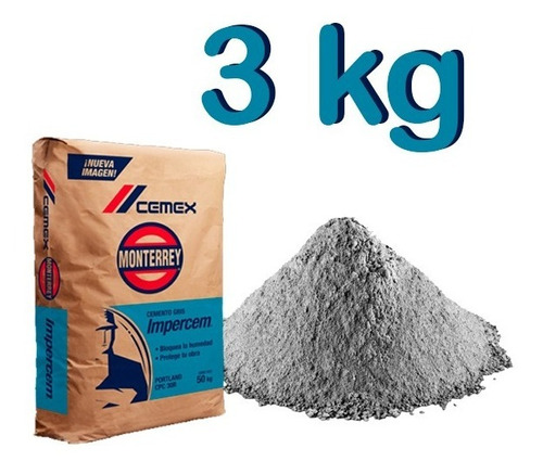 Bolsa Cemento Gris Portland Cemex Impercem Monterrey 3kg 