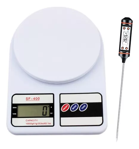 Set Balanza Digital 1gr A 10kg + Termometro Cocina Precision