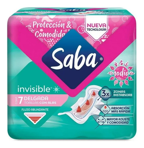 10 Pzas Toallas Femeninas Saba Invisible Delgada Con Alas Fl