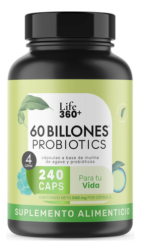 Probioticos 60 Billones Con 4 Cepas Y 240 Capsulas Life360+ 