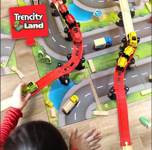 Imagen 6 de 6 de Trencity Land Serie Ciudad B 22pcs De Encastre Calles Madera