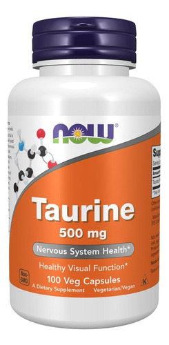 Taurine Now 500mg 100 Capsulas Vegetarianas 