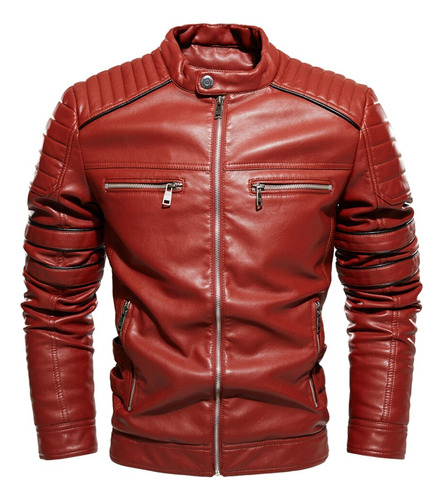 Chaqueta De Cuero Café Para Hombre Chaqueta De Moto Para Hom