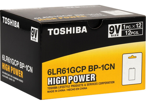Kit 12 Pilhas Bateria Alcalina Toshiba 9v High Power