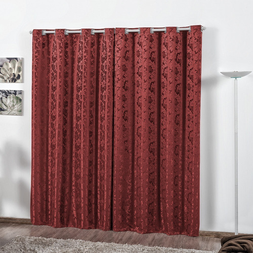 Cortina Jacquard 2,80 X 2,30 P/ Quarto Ou Sala, Varias Cores Cor Vinho