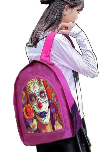 Mochila Escolar Urbana Calavera Mexicana Diseño 164