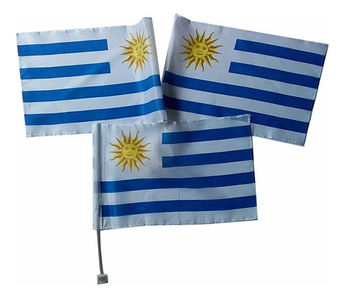 Bandera De Uruguay Para Auto Por 10 Unidades