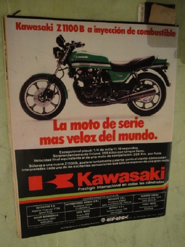 Publicidad Moto Kawasaki Z 1100 B Año 1981