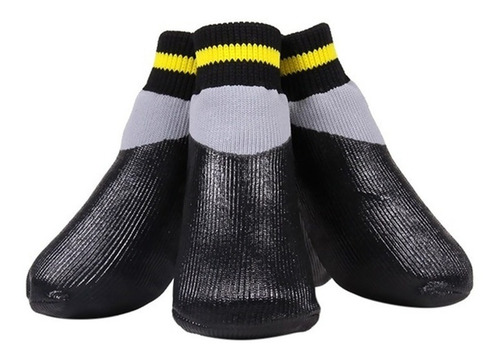 Cão Sapato Impermeável Meia Chuva Antiderrapante Cinza/preto