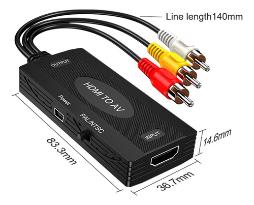 Convertidor Rca A Hdmi / Hdmi A Rca Adaptador Av A Av