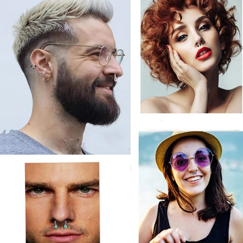 Imagen 6 de 10 de Piercing Falso Para Nariz Imantado Unisex 5 Colores 2pcs