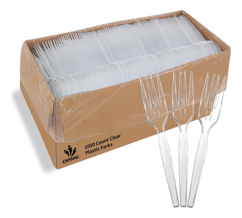 Paquete De 1000 Tenedores De Plástico Transparente Desechabl