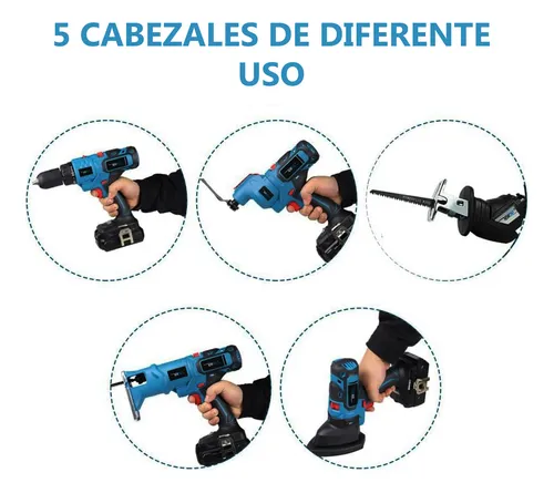 Taladro Inalambrico Multifuncional 5 Cabezas Recargable