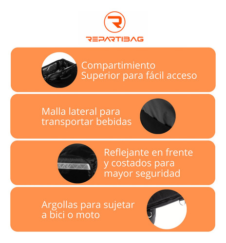 Mochila De Reparto Térmica Para Moto, Ideal Ubereats/rappi Color Negro