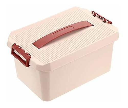 Caja De Almacenamiento De Plastico Y Transporte Rosa Chica  