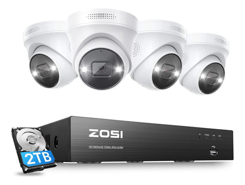 Sistema De Camara De Seguridad Poe Zosi 4k Spotlight Con ...