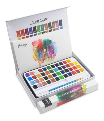 Imagem 2 de 8 de Aquarela Estojo 48 Cores-12 Metálicas-36 Solid Water Color