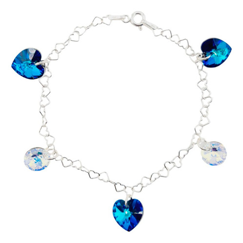 Pulsera Plata 925 Fabricado Con Cristales De Swarovksi® Azul