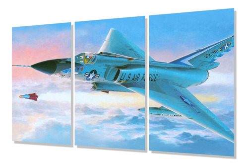 Cuadro Trip 60x90 Avion De Combate Dibujo Cohete Guerra M1