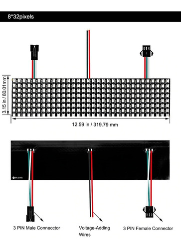 Pantalla 256 Leds Smd5050 8x32 Ws2812b 