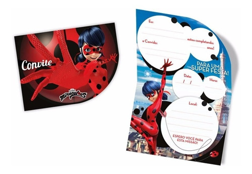 24 Convites De Aniversário Miraculous Lady Bug